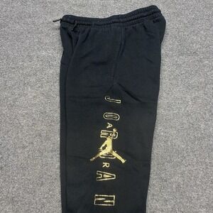 Jordan Jogger Graphic Logo Black Gold Training Sweatpants Youth Large Spellout